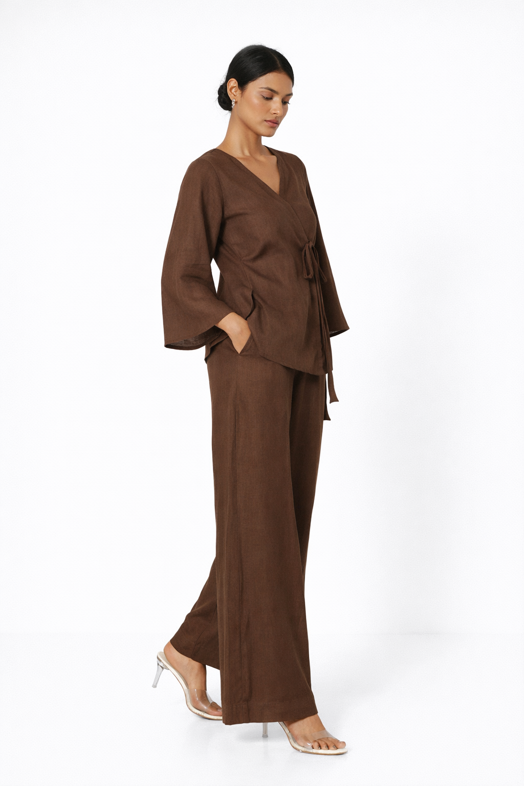 Kaha Linen Wrap Set – Women’s Linen Outfit Set Side View