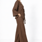 Kaha brown linen wrap set for women side view