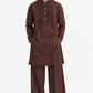 Kahwa coffee brown linen set for men front view
