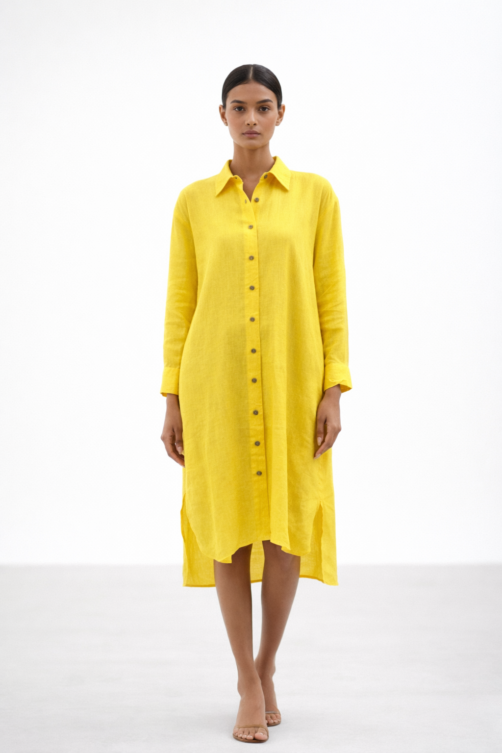 Kanak Women’s Linen Shirt Dress – Front View Linen Outfit for Women