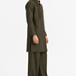 Side view of Khaak deep olive linen kurta set for men