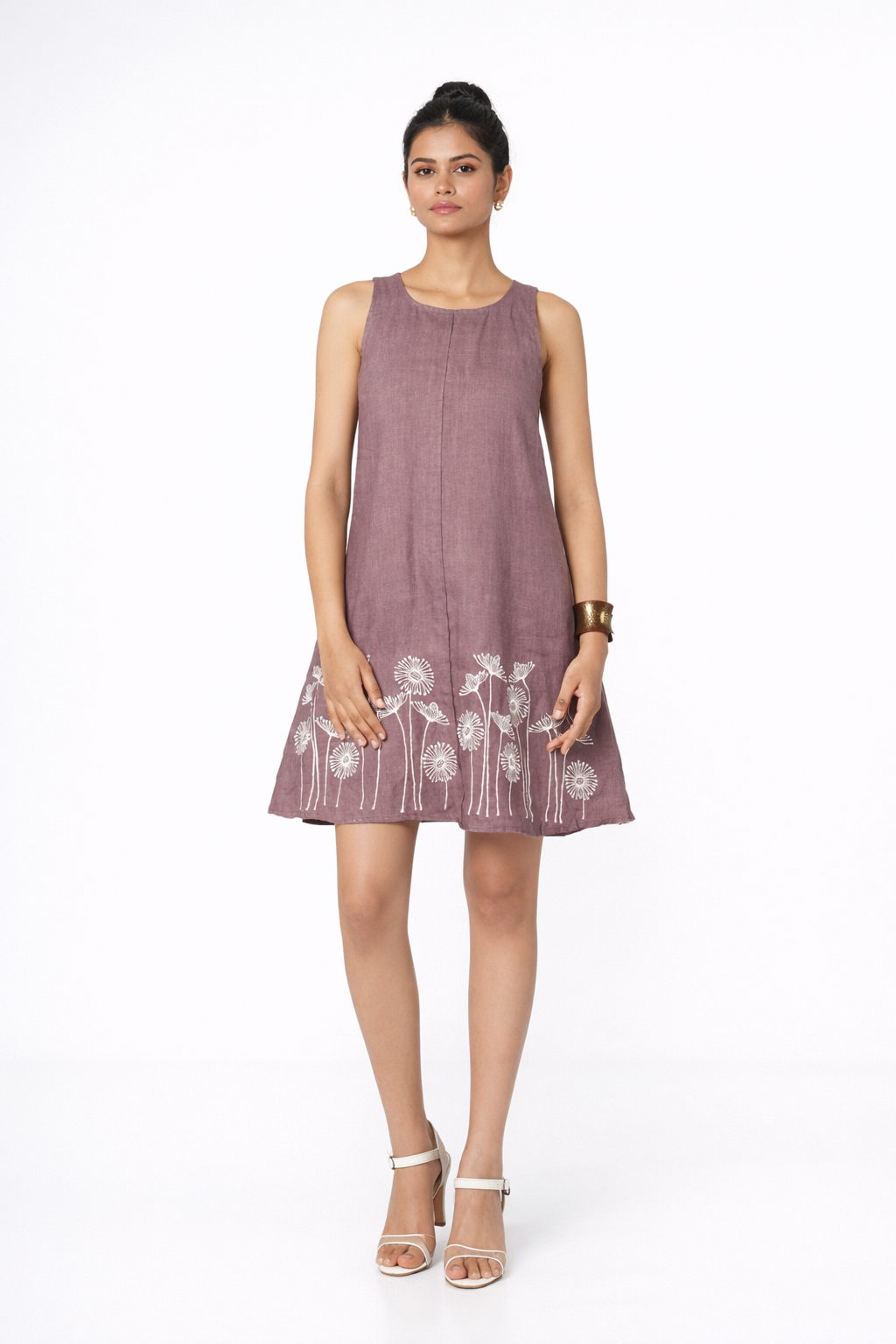 Lavanya A-Line Linen Dress – Women’s Linen Dress Front View