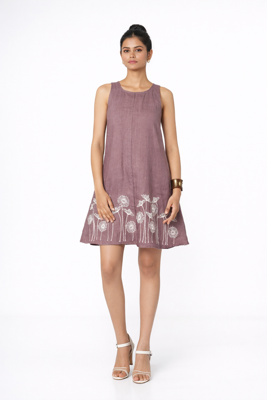 Lavanya A-Line Linen Dress – Women’s Linen Dress Front View