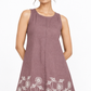 Lavanya A-Line Linen Dress for Women showing linen texture and floral embroidery – close-up