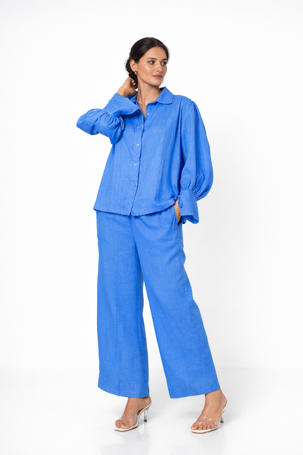 Styled Look – Chalk Blue Linen Co-Ord Outfit Set for Women