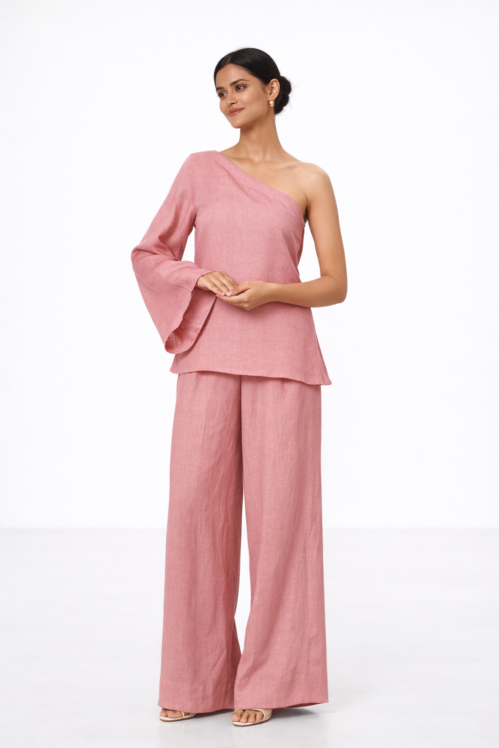 Breathable Linen Fabric Texture – Rozmay One Shoulder Linen Set