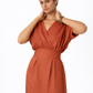 Terracotta Linen Dress V-Neck Detail – Women’s Linen Outfit