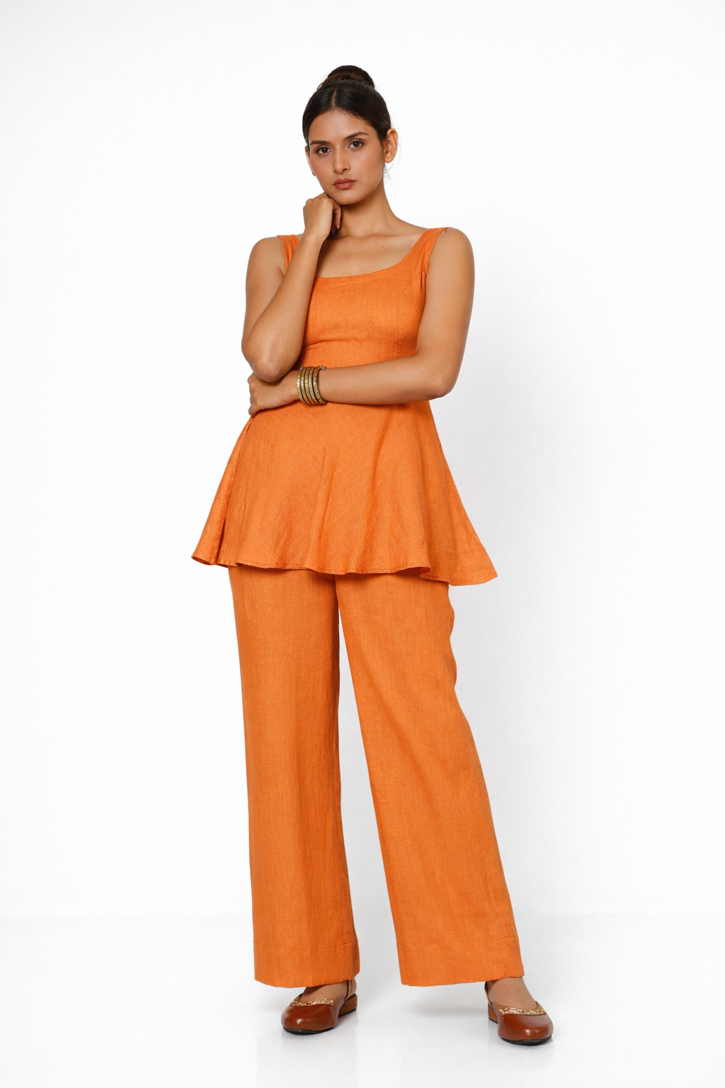 Linen Peplum Co-Ord Set – Rajtima Linen Set for Women
