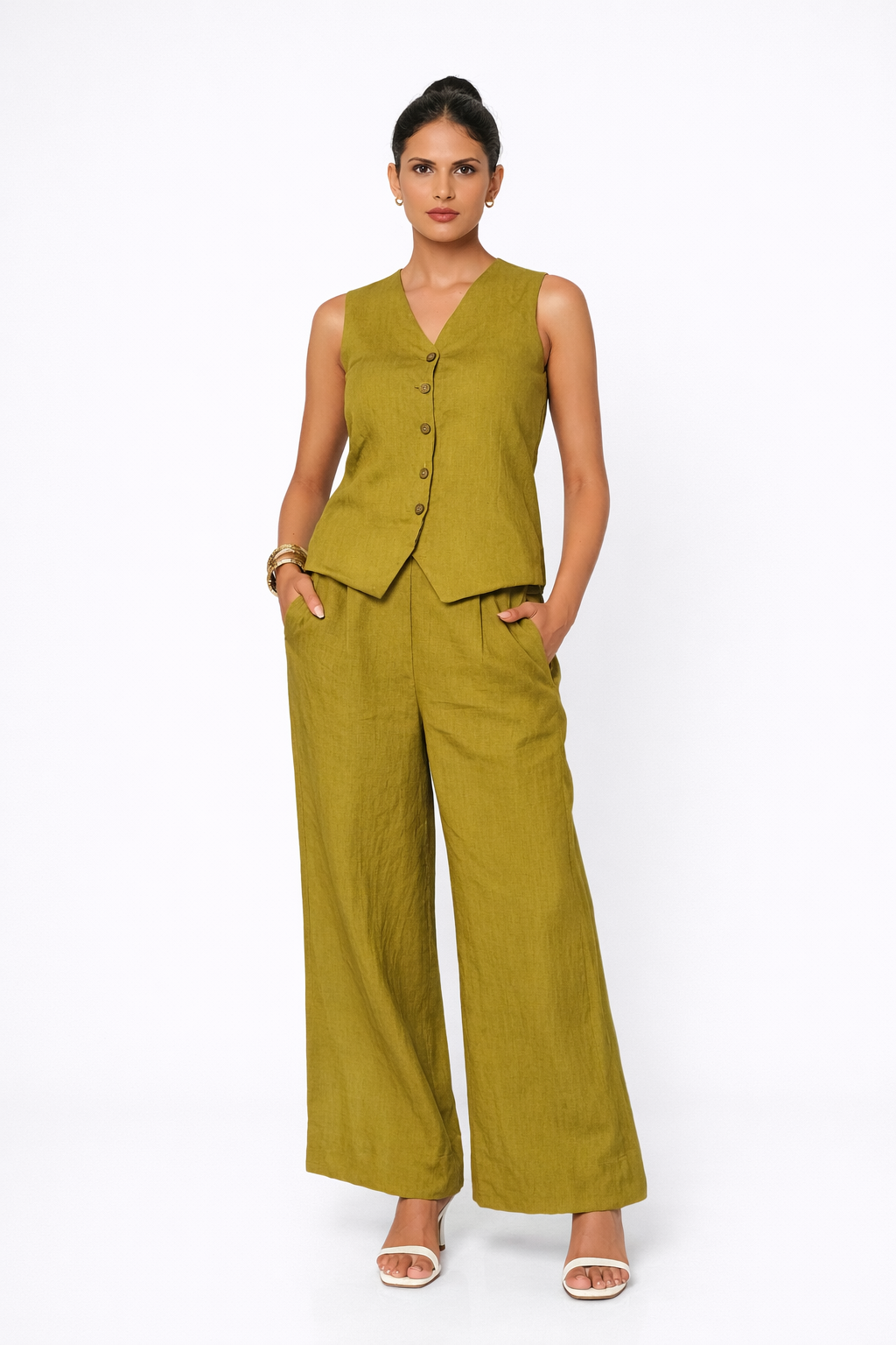 Linen Set for Stylish Outfits – Piyari Linen Vest Set for Women