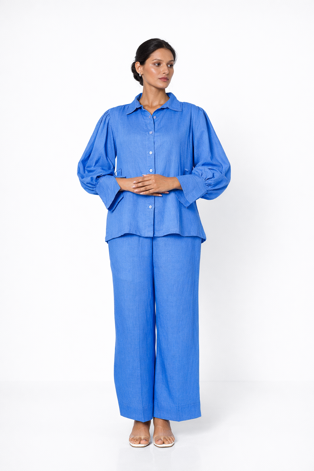 Chalk Blue Linen Set for Women – Jalneel Co-Ord Linen Outfit Set