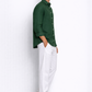 Side profile of alpine green linen shirt for men by LININ