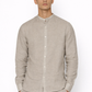 Ash grey linen Chinese collar shirt for men by LININ – front view