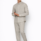 Model wearing ash grey linen co-ord set for men from LININ