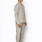 Side profile of ash grey linen co-ord set for men by LININ