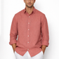 Burnt rose linen shirt for men by LININ – front view close up