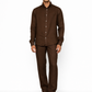 Chocolate brown linen pants for men by LININ – front view