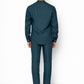 Back view of indigo men’s linen Chinese collar shirt by LININ
