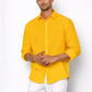 Mango yellow linen shirt for men by LININ – closeup