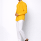 Side profile of mango yellow linen shirt for men by LININ