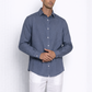 Monday blue linen shirt for men by LININ – front view