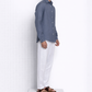 Side profile of Monday blue linen shirt for men by LININ