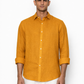 Mustard linen shirt for men by LININ – front view