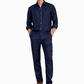 Navy blue linen pants for men by LININ – front view