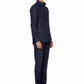 Side profile of navy blue linen pants for men by LININ