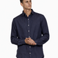 Navy blue linen shirt for men by LININ – front view