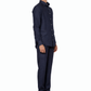 Side profile of navy blue linen shirt for men by LININ