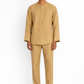 Ochre linen pants for men by LININ – front view