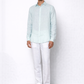 Powder blue linen shirt for men by LININ – front view full shot