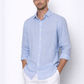 Sky blue linen shirt for men by LININ – front view