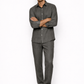 Model wearing steel grey linen co-ord set for men from LININ