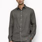 Steel grey linen shirt for men by LININ – front view