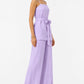 Pastel lavender Lune linen co-ord set for women three-quarter view