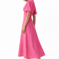 Side view of meadow linen dress for women showing relaxed fit and A-line shape