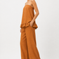 Side view of Meher Linen Set for Women showing the flowing wide-leg silhouette