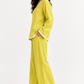 Side view of Meher lime green linen set for women