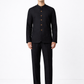Midnight black linen jacket set for men – front view