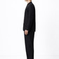 Midnight black linen jacket set for men – side profile