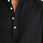 Close-up of pure linen fabric texture on midnight black short kurta