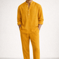 Mustard yellow short kurta linen set for men front view