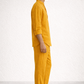 Side view of mustard yellow short kurta linen set for men