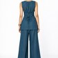 Neel Indigo Linen Tie Back Set for Women – Full Back View