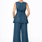 Neel Indigo Linen Tie Back Set – Women’s Indigo Linen Outfit Set Back View