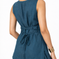 Neel Indigo Linen Tie Back Set – 45 Degree Back Detail of Tie Waist
