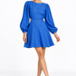Neelambar cobalt blue linen dress for women full length