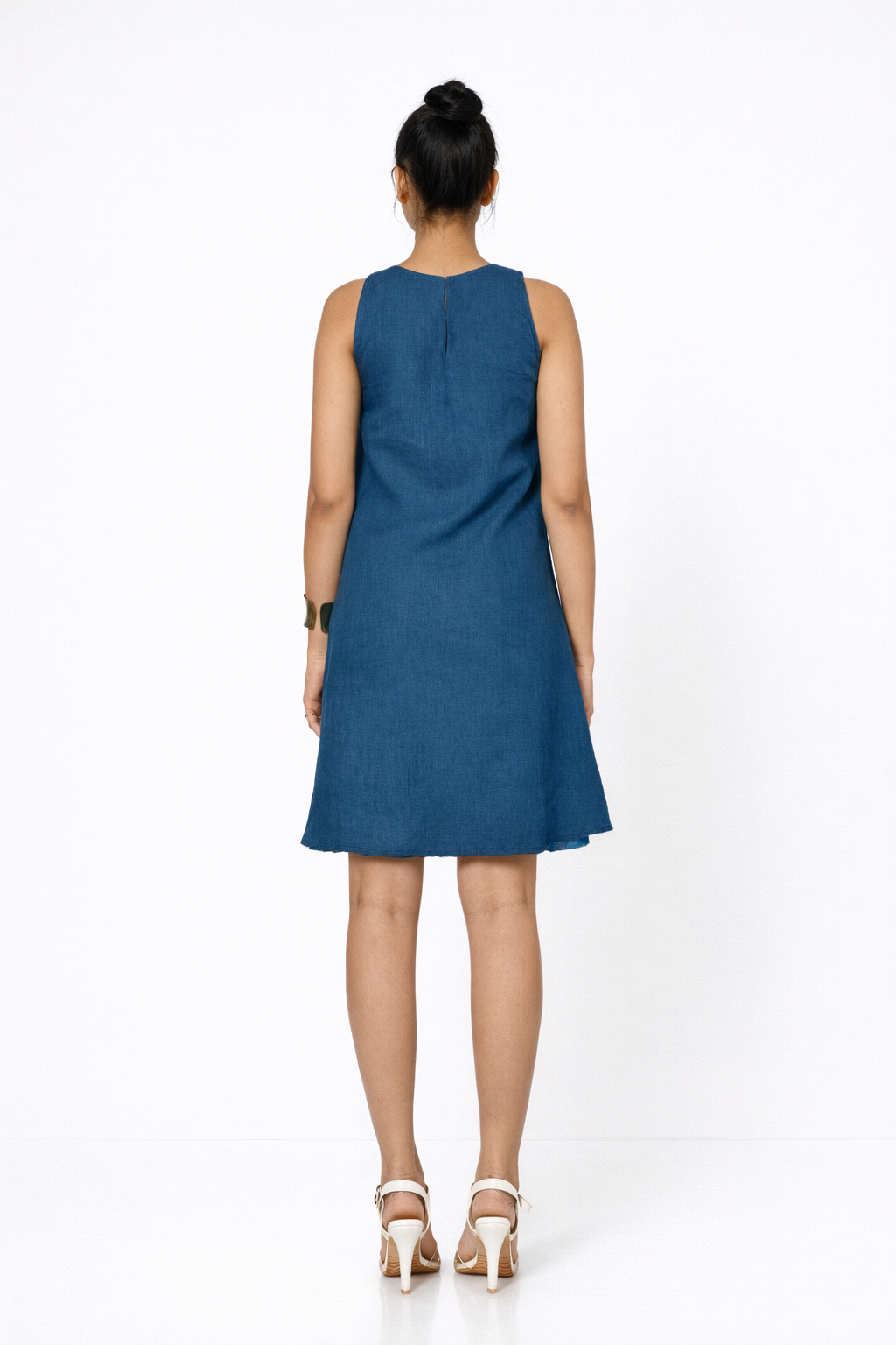 Neelhar A-Line Linen Dress – Women’s Linen Dress Back View