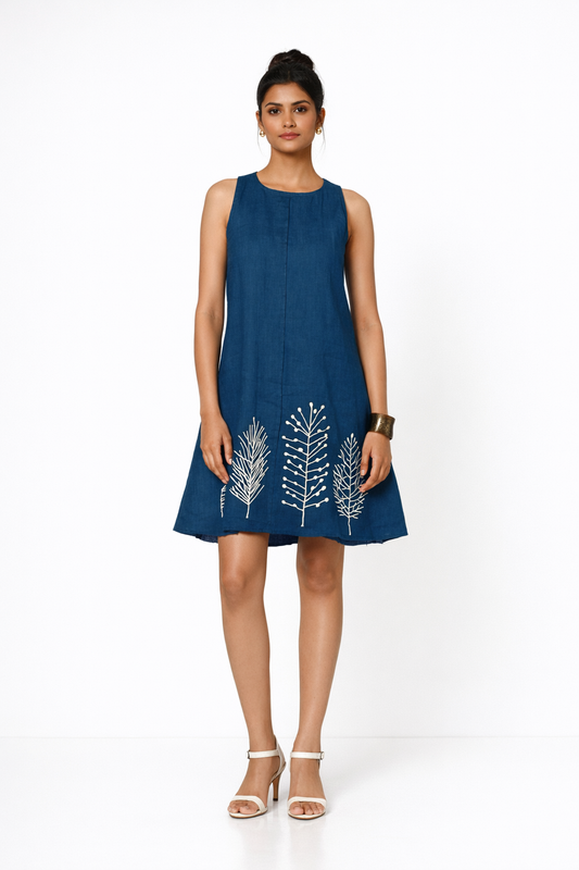 Neelhar A-Line Linen Dress – Women’s Linen Dress Front View